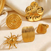 Women's Stainless Steel Sun Flower Spiral Ring With Electroplated Finish Simple Statement Jewelry