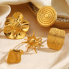 Women's Stainless Steel Sun Flower Spiral Ring With Electroplated Finish Simple Statement Jewelry
