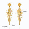 Women's Stainless Steel Sunflower Earrings And Necklace Jewelry Set With Pvd Vacuum Gold Plating And Zircon Inlay Geometric Personality Style