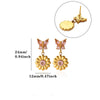 Women's Stainless Steel Sunflower Earrings With Pink Zircon Heartshaped Floral Design And Elegant Plated Finish