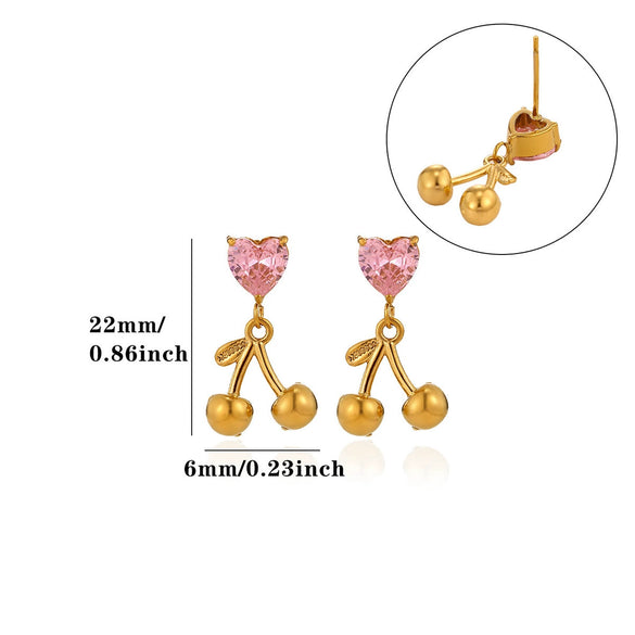 Women's Stainless Steel Sunflower Earrings With Pink Zircon Heartshaped Floral Design And Elegant Plated Finish