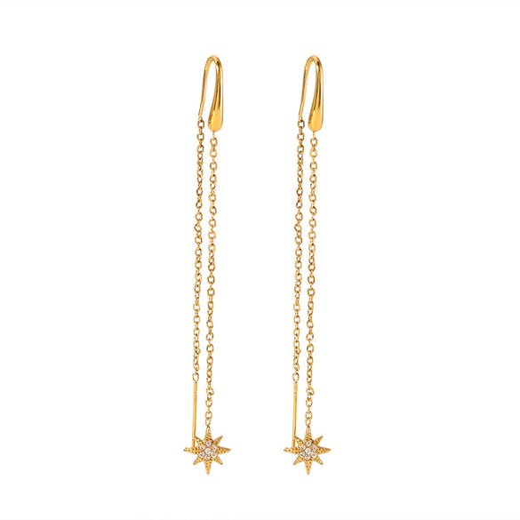 Women's Stainless Steel Tassel Earrings With Star Animals And Zodiac Patterns French Retro Style