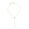 Women's Stainless Steel Teardrop Geometric Zircon Tassel Pendant Necklace With Gold Plated Y Shaped Chain
