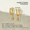 Women's Stainless Steel Teardrop Zircon Stud Earrings With Geometric Clawshaped Design And Goldtone Electroplated Finish