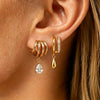Women's Stainless Steel Teardrop Zircon Stud Earrings With Geometric Clawshaped Design And Goldtone Electroplated Finish