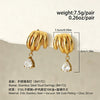 Women's Stainless Steel Teardrop Zircon Stud Earrings With Geometric Clawshaped Design And Goldtone Electroplated Finish
