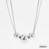 Women's Stainless Steel Three Metal Ball Double Break Chain Necklace Light Luxury Fashionable Simple Style With Electroplating