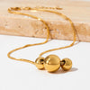 Women's Stainless Steel Three Metal Ball Double Break Chain Necklace Light Luxury Fashionable Simple Style With Electroplating