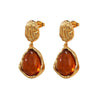 Women's Stainless Steel Tiger Eye Stone Earrings Vintage Geometric Irregular Oval Polished Earrings