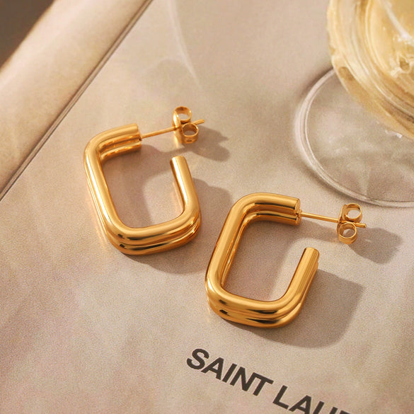 Women's Stainless Steel Titanium Steel Ushaped Open Electroplated Vacuum Plated Earrings Ins Style