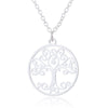 Women's Stainless Steel Tree Of Life Pendant Necklace With Geometric Hollow Round Design And Electroplated Ochain