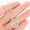 Women's Stainless Steel Tree Of Life Pendant Necklace With Geometric Hollow Round Design And Electroplated Ochain