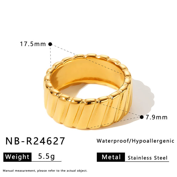 Women's Stainless Steel Twist Cross Ring With Geometric Round Design And Vacuum Electroplated Finish