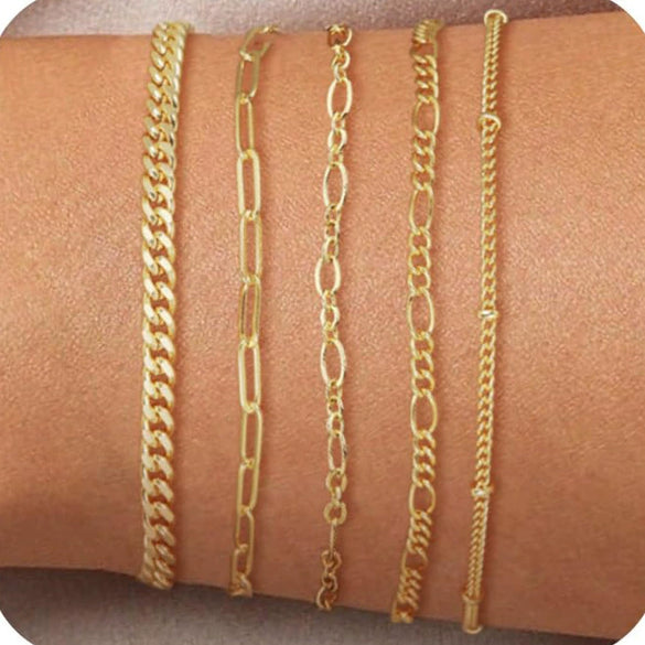 Women's Stainless Steel Twisted Snake Chain Bracelet Set With Geometric Rhombus Beads Electroplated Stacked Jewelry