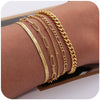 Women's Stainless Steel Twisted Snake Chain Bracelet Set With Geometric Rhombus Beads Electroplated Stacked Jewelry