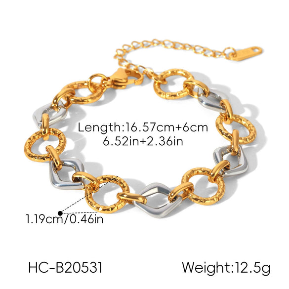 Women's Stainless Steel Two Tone Geometric Bracelet With Vacuum Plating Ins Style Elegant Fashion Jewelry