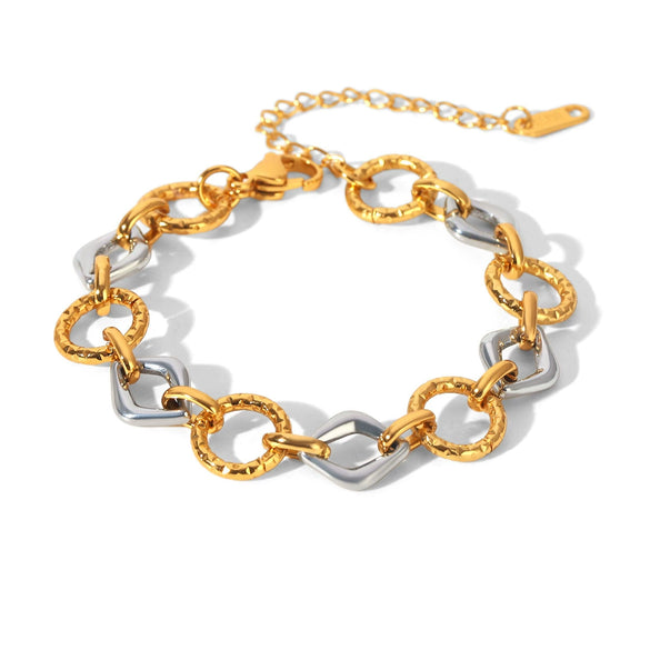 Women's Stainless Steel Two Tone Geometric Bracelet With Vacuum Plating Ins Style Elegant Fashion Jewelry