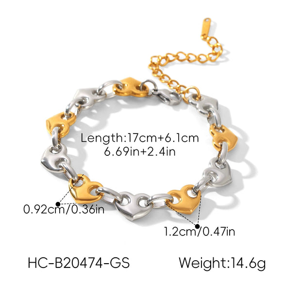 Women's Stainless Steel Two Tone Geometric Bracelet With Vacuum Plating Ins Style Elegant Fashion Jewelry