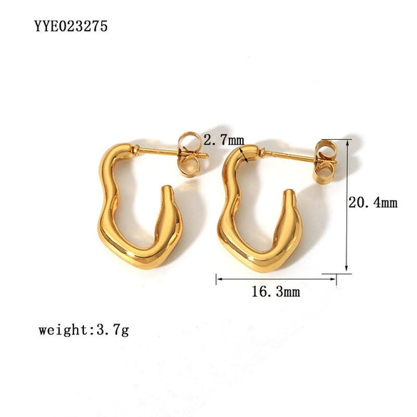 Women's Stainless Steel U Shape Geometric Style 18K Gold Plated Light Luxury Long Earrings With Pvdp Furnace Real Gold Electroplating