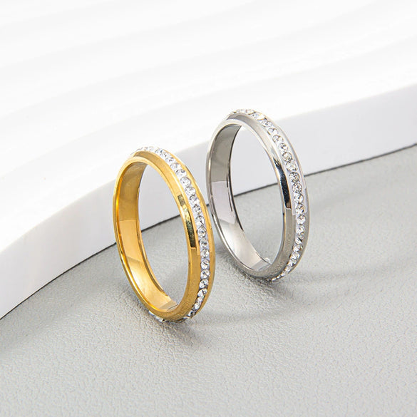 Women's Stainless Steel Ushaped Rhinestone Ring Jewelry