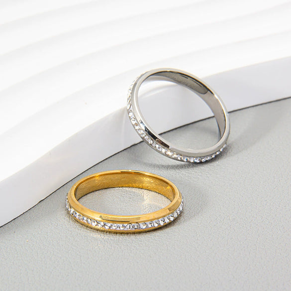 Women's Stainless Steel Ushaped Rhinestone Ring Jewelry
