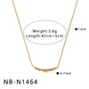 Women's Stainless Steel Vacuum Gold Plated Heart Water Drop Bamboo Geometric Pendant Necklace With Regular Chain