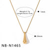 Women's Stainless Steel Vacuum Gold Plated Heart Water Drop Bamboo Geometric Pendant Necklace With Regular Chain