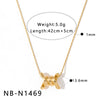 Women's Stainless Steel Vacuum Gold Plated Heart Water Drop Bamboo Geometric Pendant Necklace With Regular Chain