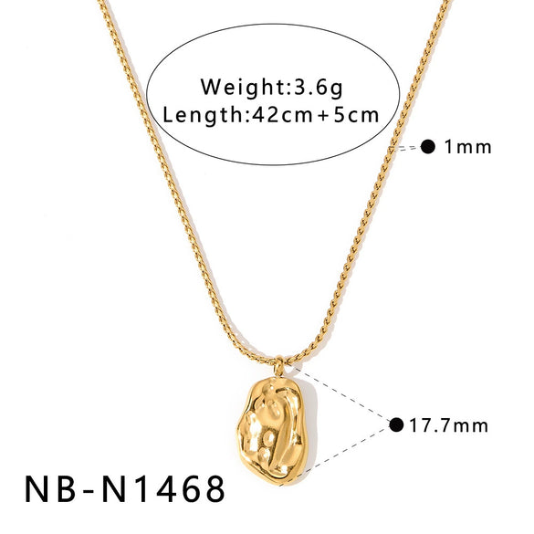 Women's Stainless Steel Vacuum Gold Plated Heart Water Drop Bamboo Geometric Pendant Necklace With Regular Chain