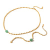 Women's Stainless Steel Vintage Braceletnecklace With Green Natural Stone And Geometric Pattern