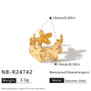 Women's Stainless Steel Vintage Flower Ring With Adjustable Open Band Simple Stylish Vacuum Plated Statement Jewelry