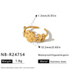 Women's Stainless Steel Vintage Flower Ring With Adjustable Open Band Simple Stylish Vacuum Plated Statement Jewelry