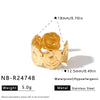 Women's Stainless Steel Vintage Flower Ring With Adjustable Open Band Simple Stylish Vacuum Plated Statement Jewelry
