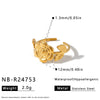 Women's Stainless Steel Vintage Flower Ring With Adjustable Open Band Simple Stylish Vacuum Plated Statement Jewelry