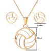 Women's Stainless Steel Volleyball Inspired Geometric Electroplated Clavicle Chain And Earring Jewelry Set
