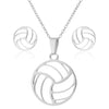 Women's Stainless Steel Volleyball Inspired Geometric Electroplated Clavicle Chain And Earring Jewelry Set