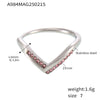 Women's 316L Stainless Steel Vshaped Light Luxury Geometric Ring With Diamond And 5A Zircon Electroplated