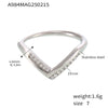 Women's 316L Stainless Steel Vshaped Light Luxury Geometric Ring With Diamond And 5A Zircon Electroplated