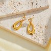 Women's Stainless Steel Water Drop Earrings With Zircon Inlay And 18K Vacuum Plating Simple Geometric Style