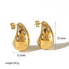 Women's Stainless Steel Water Drop Hoop Earrings With Vacuum Gold Plating And Diamond Encrusted Geometric Light Luxury Design