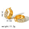 Women's Stainless Steel Water Drop Hoop Earrings With Vacuum Gold Plating And Diamond Encrusted Geometric Light Luxury Design
