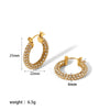 Women's Stainless Steel Water Drop Hoop Earrings With Vacuum Gold Plating And Diamond Encrusted Geometric Light Luxury Design