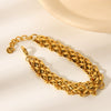 Women's Stainless Steel Woven Bracelet With Buckle Design Geometric Style And Electroplating Treatment