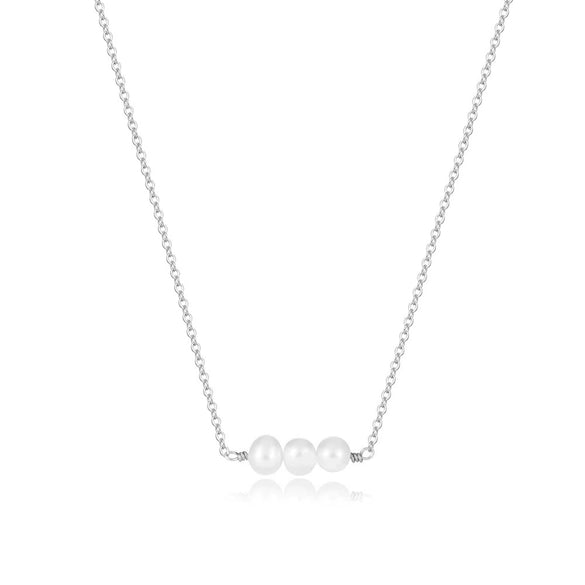 Women's Stainless Steel Y Shape Tassel Pearl Necklace Simple Geometric Double Pearl Clavicle Chain With Electroplated Finish