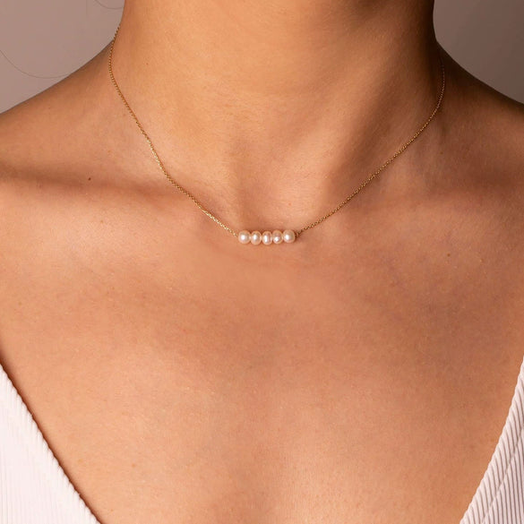 Women's Stainless Steel Y Shape Tassel Pearl Necklace Simple Geometric Double Pearl Clavicle Chain With Electroplated Finish
