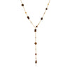 Women's Stainless Steel Yshaped Necklace With Geometric Cross Pendant And Tiger Eye Stone Pvd Vacuum Gold Plated Chain