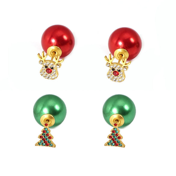 Women's 316L Stainless Steel Zircon Beads Animals Geometric Christmas Tree Elk Earrings Electroplated