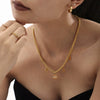 Women's Stainless Steel Zircon Bell Necklace And Bracelet Set With Electroplated Light Luxury Design