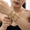 Women's Stainless Steel Zircon Bell Necklace And Bracelet Set With Electroplated Light Luxury Design