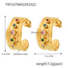 Women's 316L Stainless Steel Zircon Cshaped Earrings Plated 18K True Gold Color Preservation Fashion Geometric Jewelry